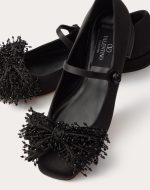VALENTINO GARAVANI BOWJANE MARY-JANE SATIN BALLERINA WITH FRINGED EMBROIDERY 20MM - Image 2